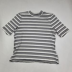 Anthropologie Maeve Top Black White Stripes High-neck half-sleeve XL